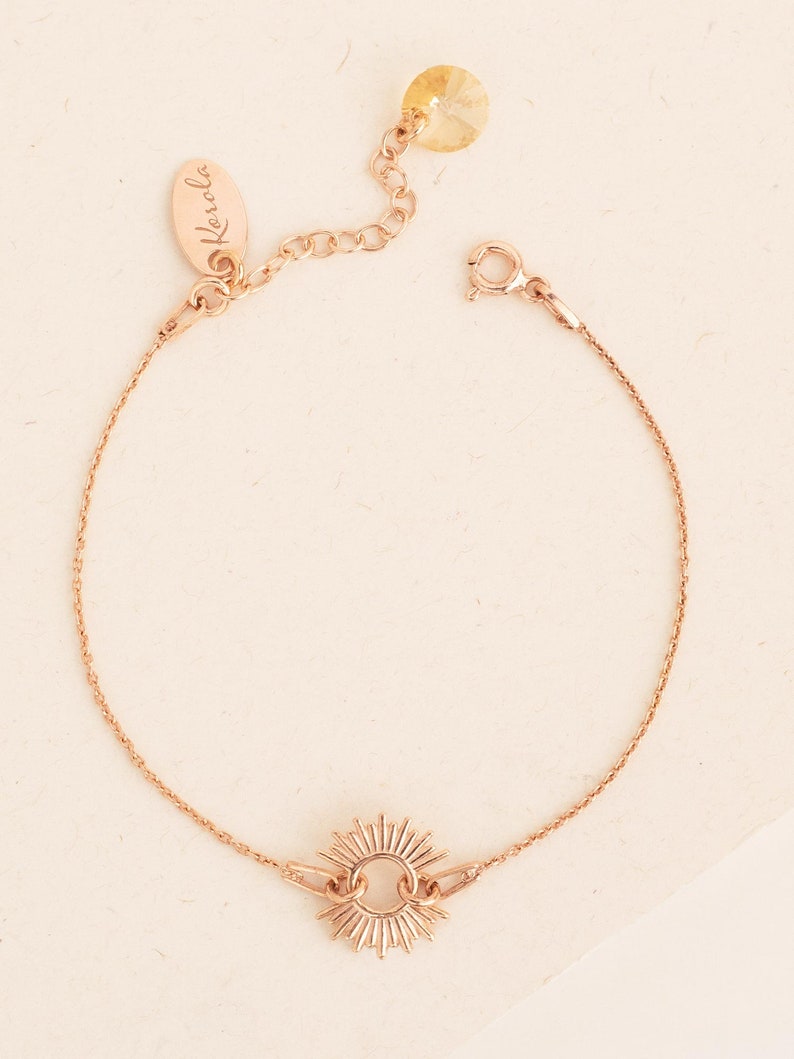 Dainty Bracelet with Gold Sun, Minimalist Little Women Bracelet, Delicate Bracelet for Everyday, Mother Daughter gift Ideas image 2