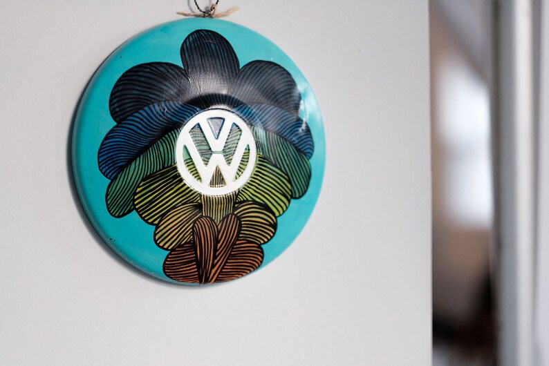 Authentic Hand Painted VW Hubcaps Volkswagen Artwork Etsy