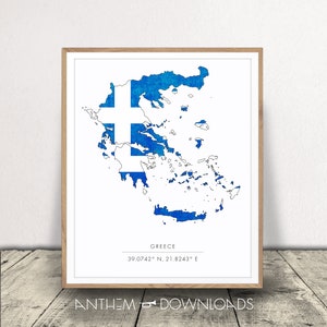 Griechenland Art Print - Digital Download - Karte von Griechenland - Reiseposter - Geschenk für die Familie - Print at Home!