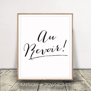 Au Revoir Art Print - Typografie Poster - Französische Postkarte - Auf Wiedersehen Umzug Geschenk - Instant Download