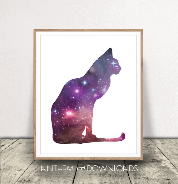 Astrological Cat Art Print Spirit Animal Poster Galaxy Cat Etsy