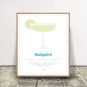 Daiquiri Print - Cocktail Poster - Food and Drink Art - Bar Cart Decor - Digital Files - Instant Download