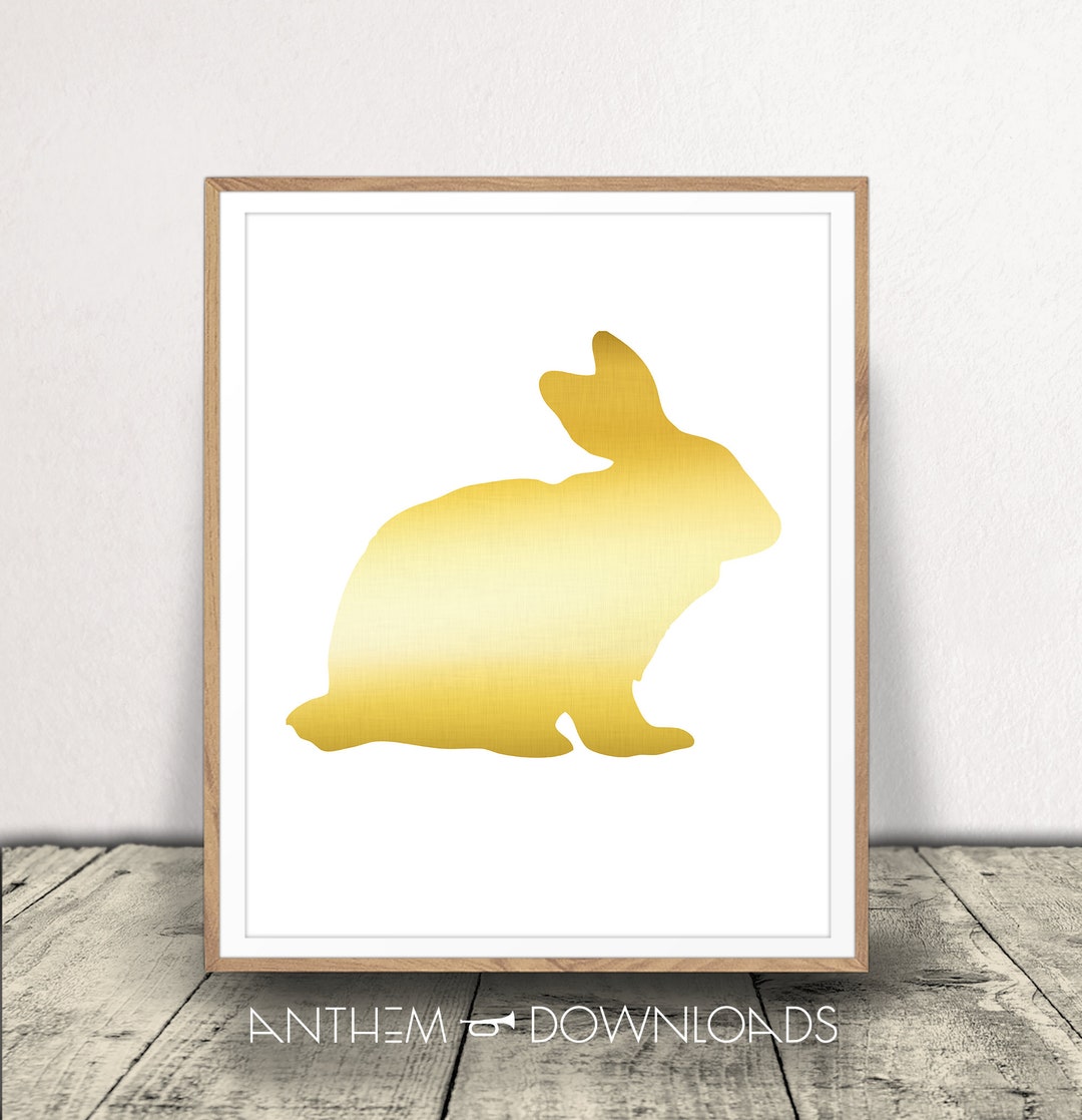 Gold Rabbit Art Print - Golden Bunny Poster - Bedroom Decor - Spirit ...