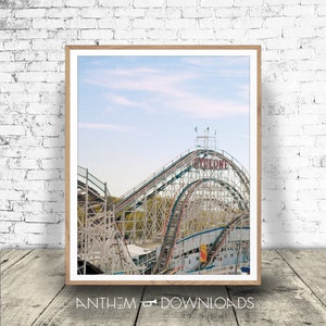 Rollercoaster Art Print - The Cyclone Poster - Coney Island Wall Art - New York City Decor - Printable - Digital Download