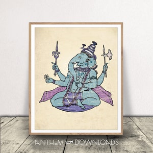 Ganesha Art Print - Hindoe God Illustratie - Elephant God Poster - Hindoeïsme Wall Art - Remover van obstakels Download - Instant Download!