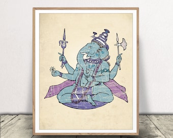 Ganesha Kunstdruck - Hindu Gott Illustration - Elefant Gott Poster - Hinduismus Wand Kunst - Entferne von Hindernissen Download - Sofort Download!