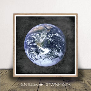 Earth Art Print - Planet Earth Poster - Solar System Wall Art - X-Large World Print - Astronomy Decor - Instant Download!