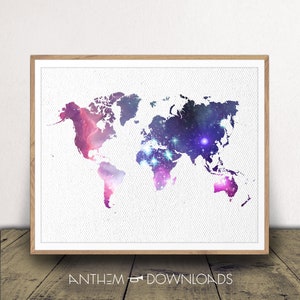Galaxy World Map Poster - Instantly Print X-Large Sizes with Digital Download Files!