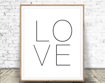 Printable Love Typography Art Print - Love Poster - LO VE Sign - Print at Home!