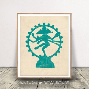 Dancing Shiva Art Print of Hindu God Illustration Shiva Poster Hinduism Decor Lord Shiva Meditation  Art for Yoga Studio Instant Download