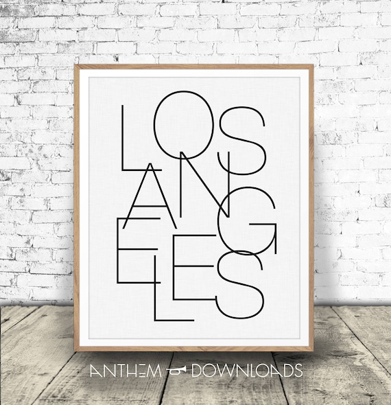 Los Angeles Print - Black and White Art - LA Printable Poster - Travel Decor - Hometown City Gift - Downloadable - California Art Print
