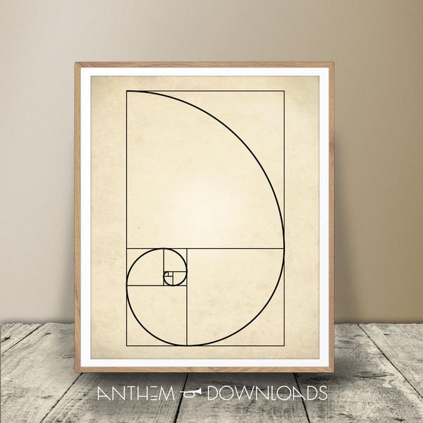 Fibonacci Print - Science Decor - Math Poster - Fibonacci Sequence Wall Art - Sacred Geometry - Instant Download!