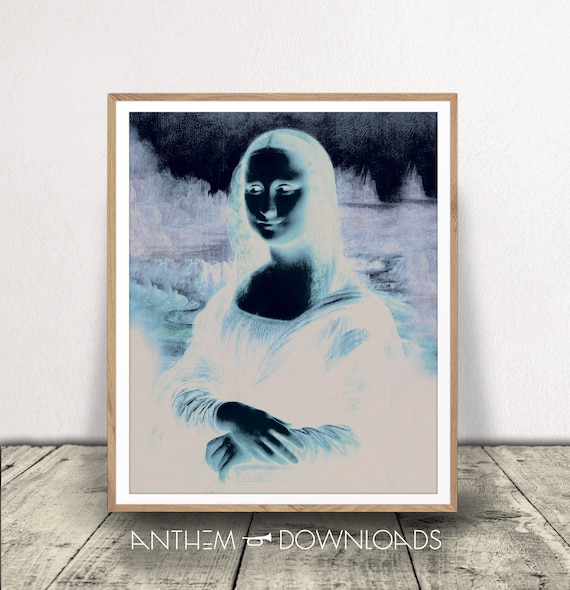 PRINTABLE Mona Lisa Inverted Colors DIGITAL DOWNLOAD 