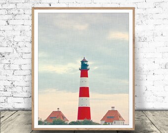 Lighthouse Art Print - Coastal Town Decor - Beach House Style - Download istantaneo