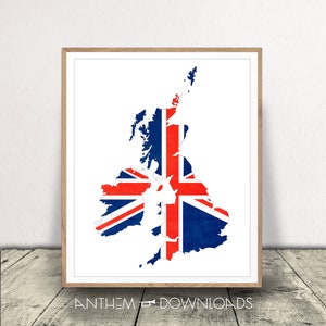 United Kingdom Art Print - UK Map - Travel Poster - Country Outline - Family Heritage Gift - Nationality Decor - Instant Download!