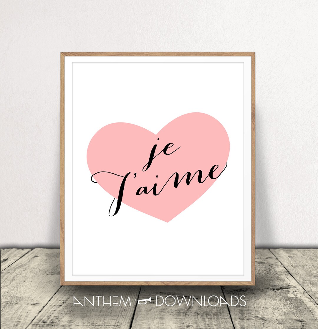 Je T'aime Art Print Tipografía francesa I Love You Printable San ...