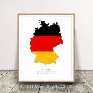 Duitsland Art Print - Kaart van Duitsland met vlag outline - Familie Erfgoed Decor - Nationaliteit Poster - Duitse Wall Art - Downloadbaar!