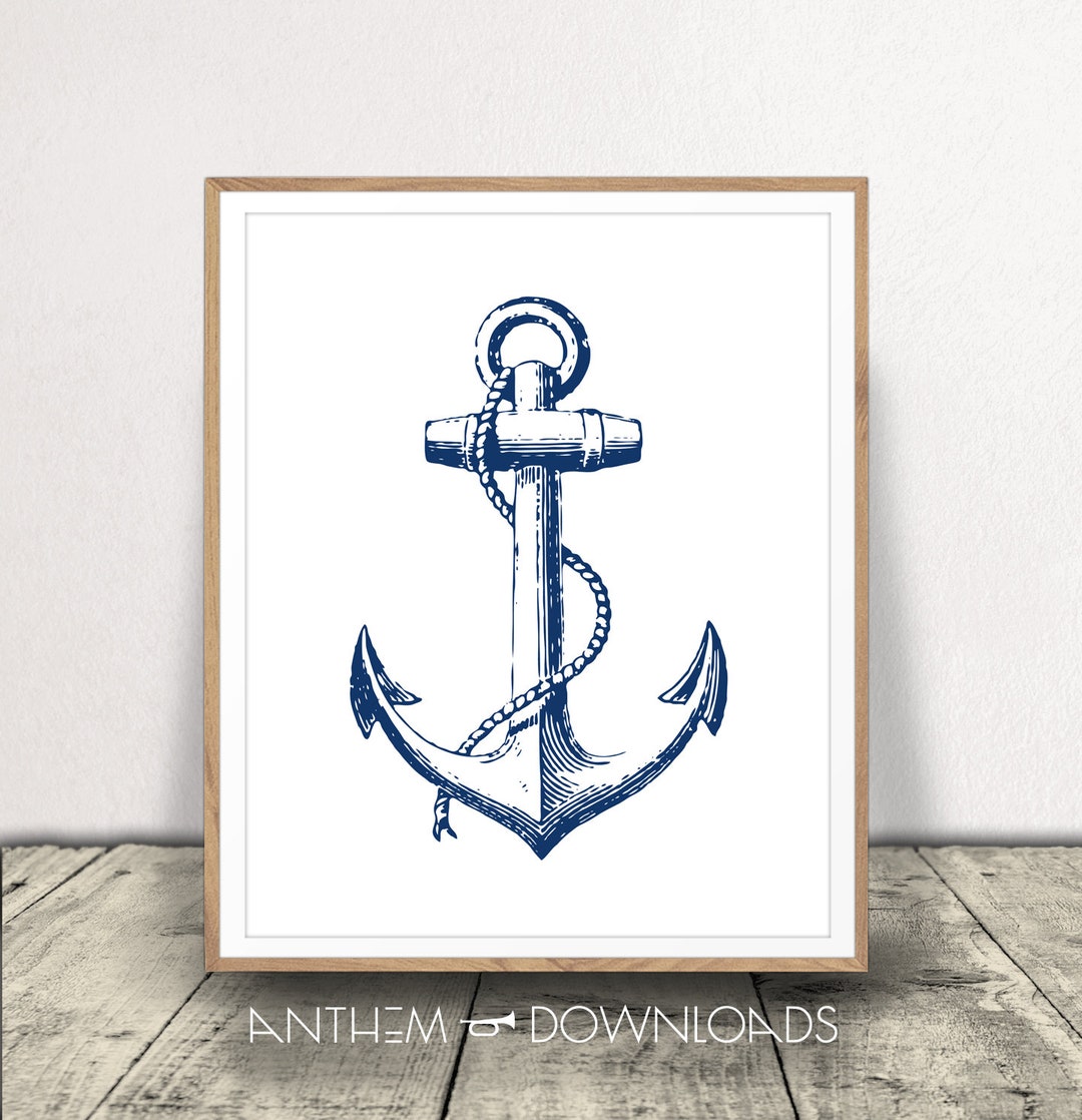 Nautical Anchor Art Print - Nursery Art - Navy Blue Kids Room Art Print ...