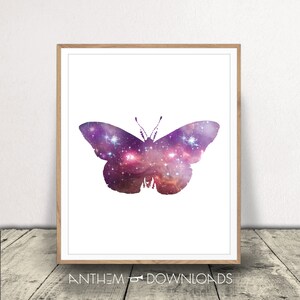 Celestial Butterfly Art Print Galaxy Wall Art Universe Poster of the Cosmos Stardust Illustration Spirit Guide Art Print Instant Download