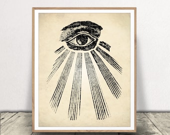 All Seeing Eye Print - Occult Art - Printable Eye Poster - Illuminati Art Print - Download istantaneo!