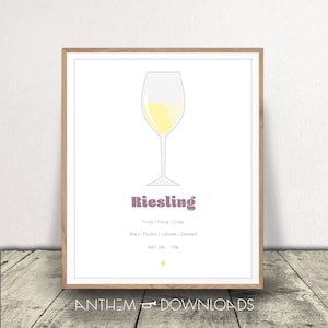 Riesling Wine Art Print Digital Download