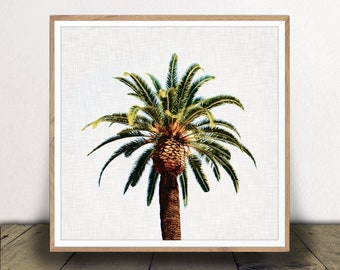 Square Palm Tree Art Print - Tropical Wall Art - Coastal Decor - Beach House Artwork - Instant Download