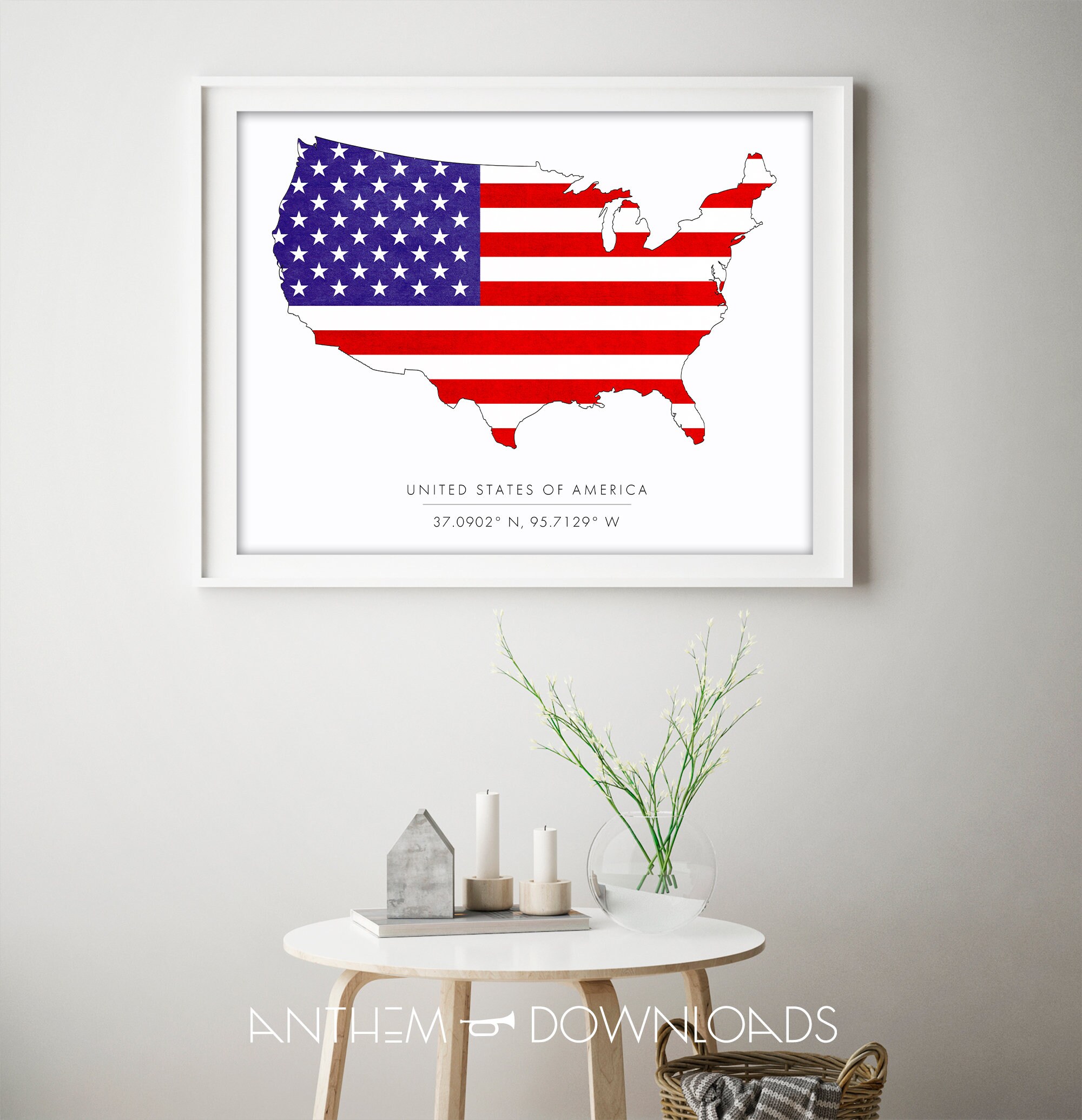 USA Art Print - Digital Download - Map of United States of America ...