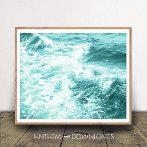 Beach Art Print - Ocean Waves Jpeg - Décor de plage imprimable - Aqua Wall Art - Œuvre d’art côtière - TÉLÉCHARGEMENT NUMÉRIQUE