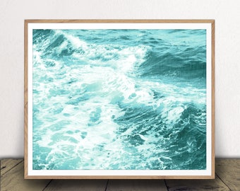 Beach Art Print - Ocean Waves Jpeg - Printable Beach Decor - Aqua Wall Art - Coastal Artwork - DIGITAL DOWNLOAD