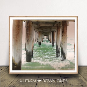 Beach House Wall Art - Ocean and Coastal Decor - Ocean Pier Art Print - Beach Waves Poster - Instant Download