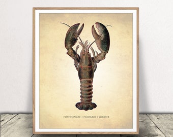 Lobster Art Print - Nautical Art - Shore Home Decor - Maine Interior Design - Coastal Wall Art - Instant Download!