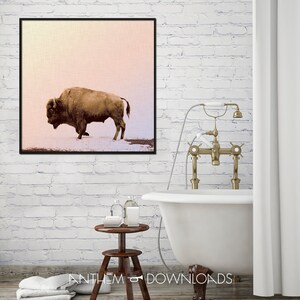 Buffalo Art Print of Grazing Buffalo Poster for Country Wall Art Printable Bison Farmhouse Wall Art and Ranch Decor - Instant Download