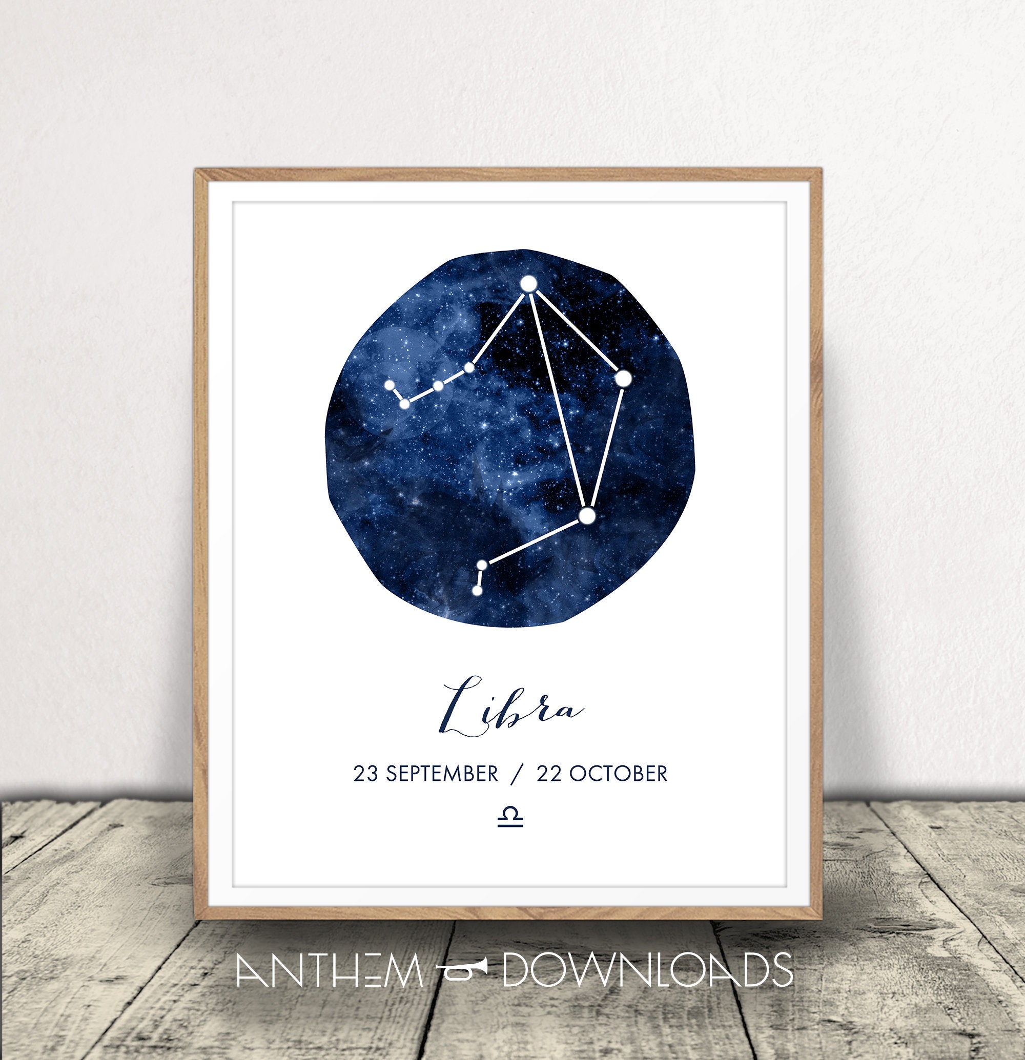 Printable Libra Birthday Gift - Libra Constellation Art Print - DOB Dates Poster - Zodiac Decor - Horoscope Print - Astrology Art
