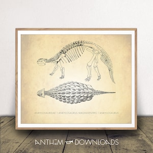 Ankylosaurus Art Print - Dinosaur Poster - Natural History Chart - Classroom Decor - Scientific Wall Art - Print at Home!