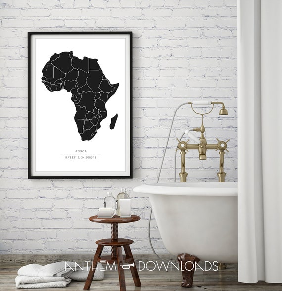 Carte De L’Afrique Tableau Toile – 60x80 Cm, Style Minimaliste, Décoration Murale Salon, Sans Cadre