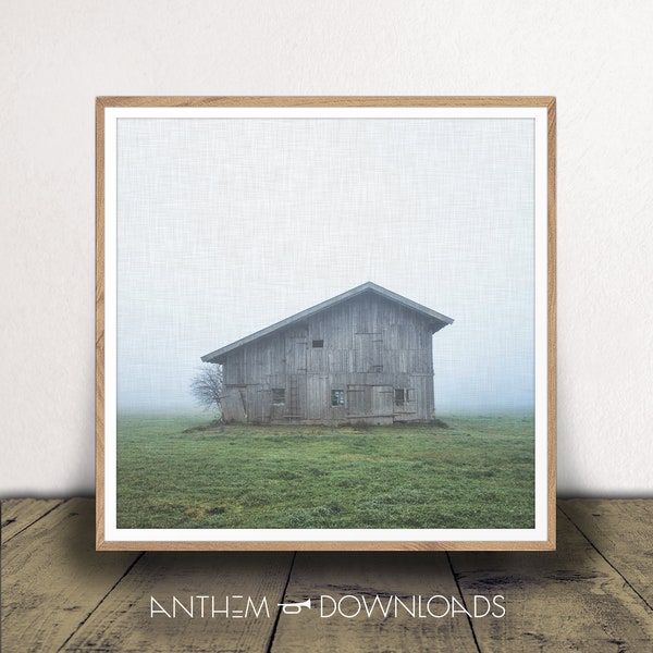 Old Barn Photograph Art Print - Digital Download - Farmhouse Decor - Country Art - Rustic Artwork - Blue and Green Decor - Instant Download!