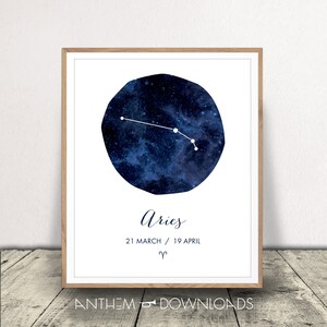 Aries Constellation Wall Art - Aries Art Print - Zodiac Poster - Astrology Decor - Birthday Gift - DOB Print - Instant Download