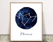Phoenix Constellation Art Print - Zodiac Decor - Astrology Wall Art - Galaxy Poster - Instant Download!