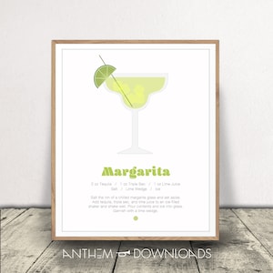 Margarita Print - Cocktail Poster - Food and Drink Art - Bar Cart Decor - Digital Files - Instant Download