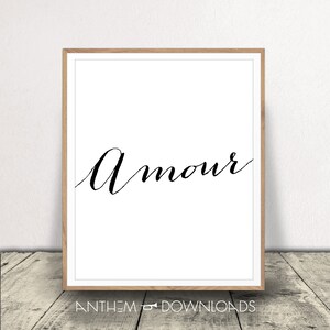 Printable Amour Sign - French Typography Art - Gift - Postcard - Love - Valentines - Wedding - Anniversary Gift - Romantic Wall Art