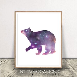 Bär Kunstdruck - Galaxie Bär Silhouette - Astrologie Kunst - Spirit Animal Poster - Animal Totem - Sofort Download!