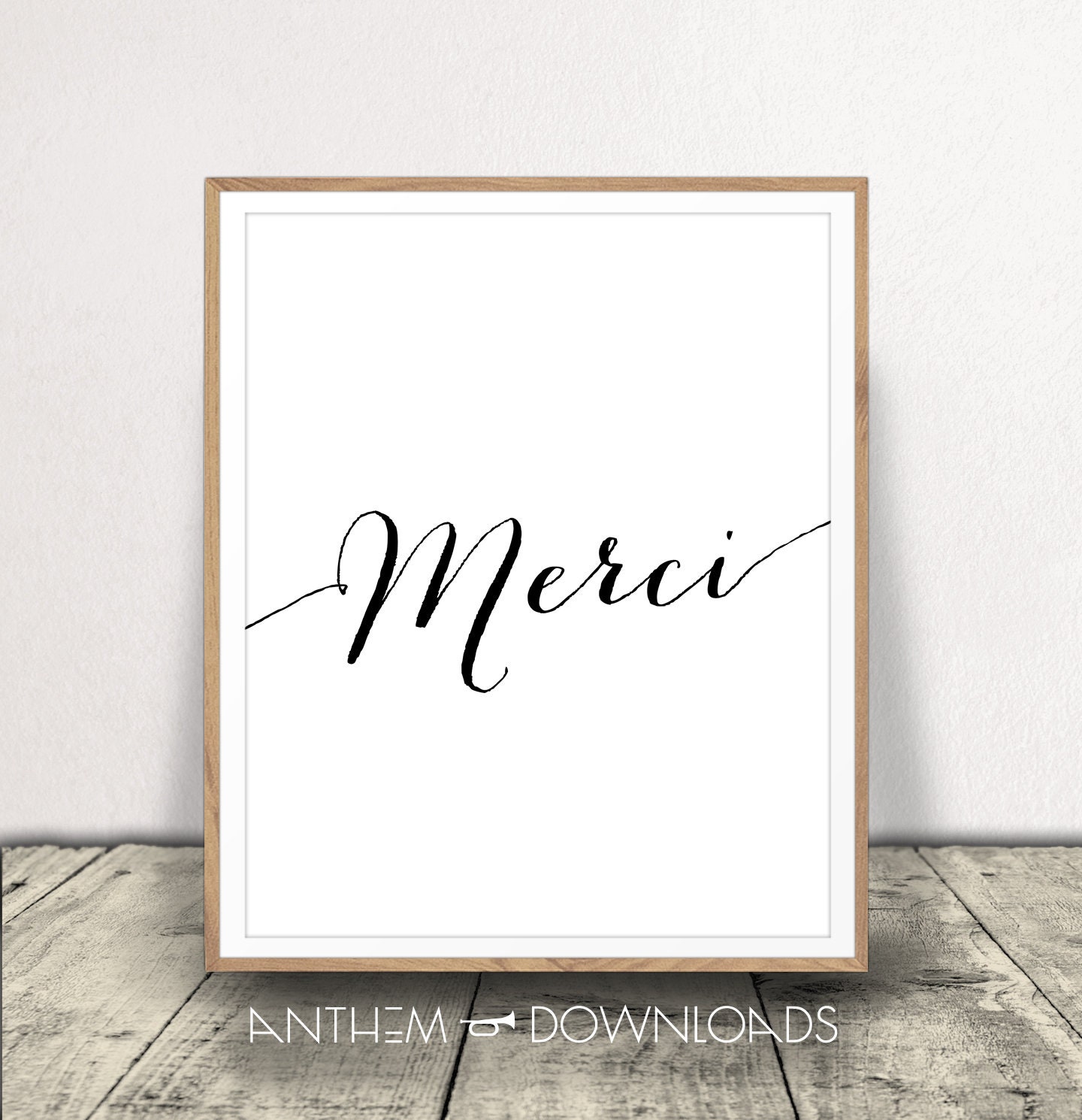 Printable Merci Print - Typography Art - French Gift - Postcard - Thank You Note - Instant Download - Print at Home!