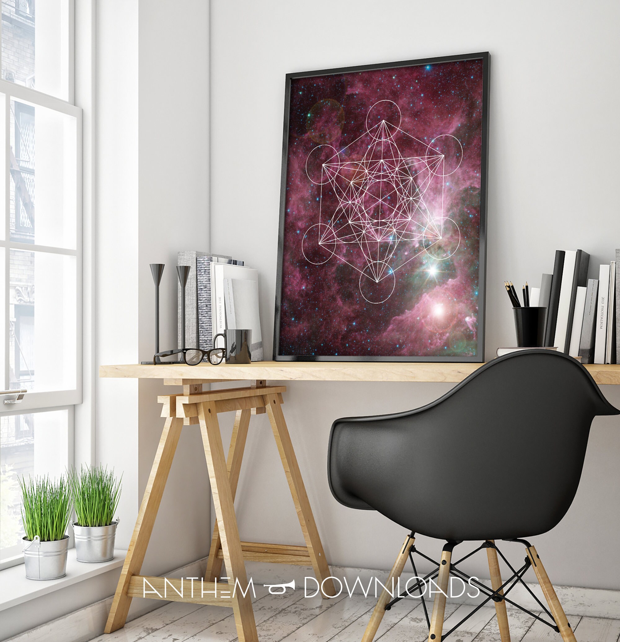 Sacred Geometry Art Print Flower of Life Poster Metatron Cube Alchemy ...