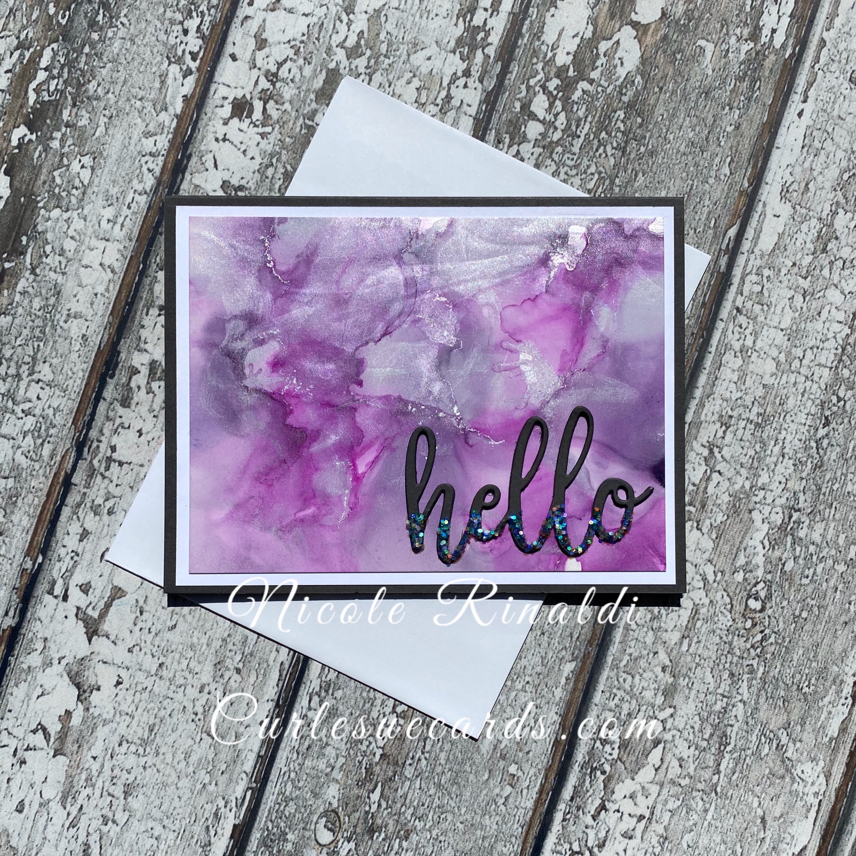 Hello Alcohol Ink Greeting Card Etsy