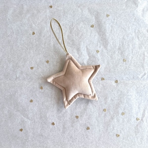Beige Velvet Hanging Star, Nursery Wall Hang, Small Star Decoration, Celestial Decor for Kids Room, Mini Stars Ornament, Baby Shower Gift