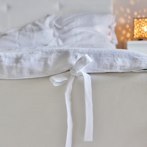 Stonewashed Linen Duvet Cover with Ties, Washed Linen Bedding, Vintage Style Custom Size Bed Linens, Solid Color Softened Quilt Cover