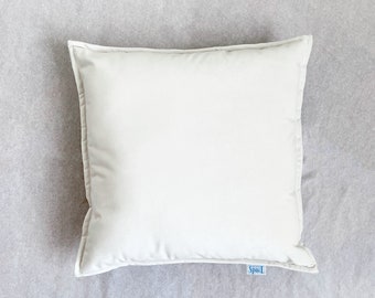 Cream Velvet Square Cushion, Ecru Ivory Soft Velour Decorative Pillow, Solid Color Home Accent, Nordic Style Living Room Decor