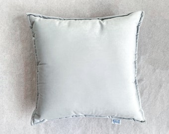 Light Grey Velvet Square Cushion, Gray Soft Velour Decorative Pillow, Solid Color Home Accent, Nordic Style Living Room Decor