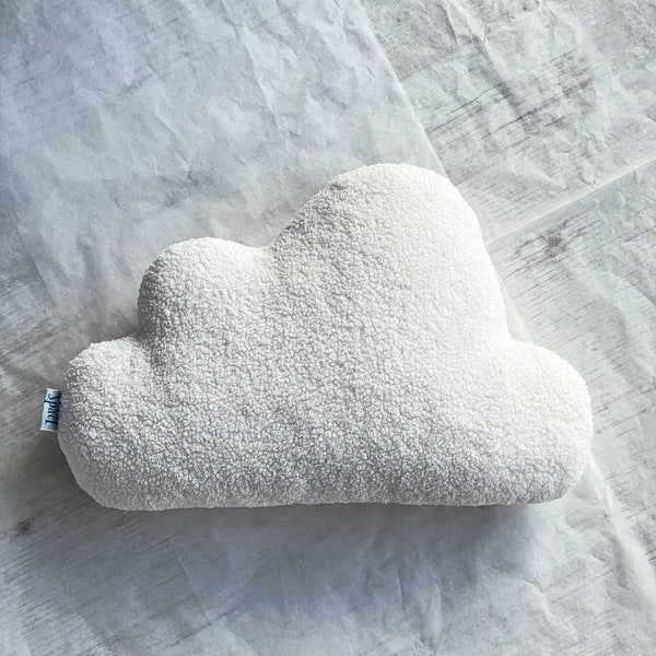 Cuscino nuvola Boucle bianco crema, cuscino decorativo morbido Teddy, arredamento Bouclé per la cameretta dei bambini in stile nordico, regalo neutro per la doccia per bambini