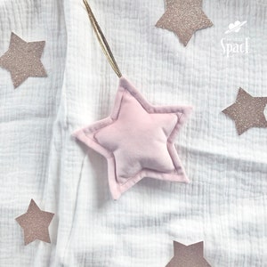 Powder Pink Velvet Hanging Star, Nursery Pastel Wall Hang, Small Star Decoration, Celestial Decor Kids Room, Mini Stars Ornament, Baby Gift
